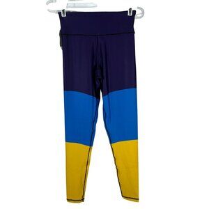 Everlast Womens Colorblock Leggings Small Polyester/Spandex Purple/Blue/Yellow
